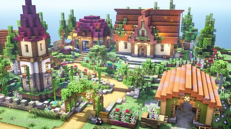 Minecraft Kingdom, Minecraft Garden, A Lot Of Flowers, Minecraft Houses Survival, Minecraft Village, Bangunan Minecraft, Minecraft Farm, Minecraft House Tutorials, Minecraft Cottage