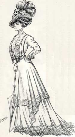 an old fashion illustration of a woman in a dress