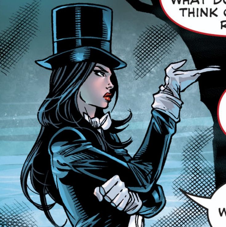 a woman in a top hat and black coat pointing at something on her finger with an empty thought bubble above her