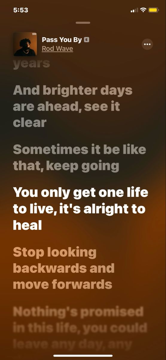 an iphone screen with the text, stop looking forward and now towards you've arrived