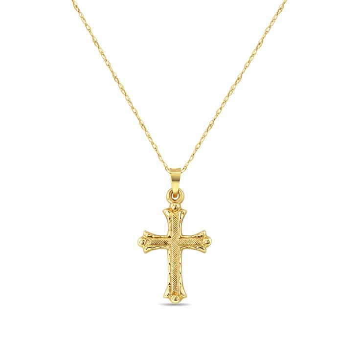 Textured Small Gold Cross Necklace 14k Yellow Gold Yellow Gold Plated Crucifix Jewelry, Classic Yellow Gold Cross Jewelry, Hallmarked Yellow Gold Crucifix Jewelry, Engraved Yellow Gold Crucifix Jewelry, Classic Yellow Gold Cross Pendant Jewelry, 14k Gold Yellow Polished Necklace, Classic Gold Crucifix Necklace, Elegant 14k Gold Crucifix Jewelry, Classic Gold Crucifix Jewelry