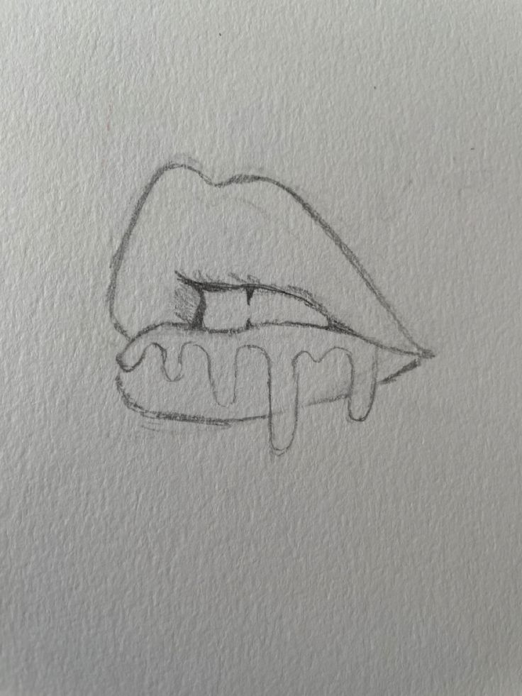 a pencil drawing of a mouth and tongue