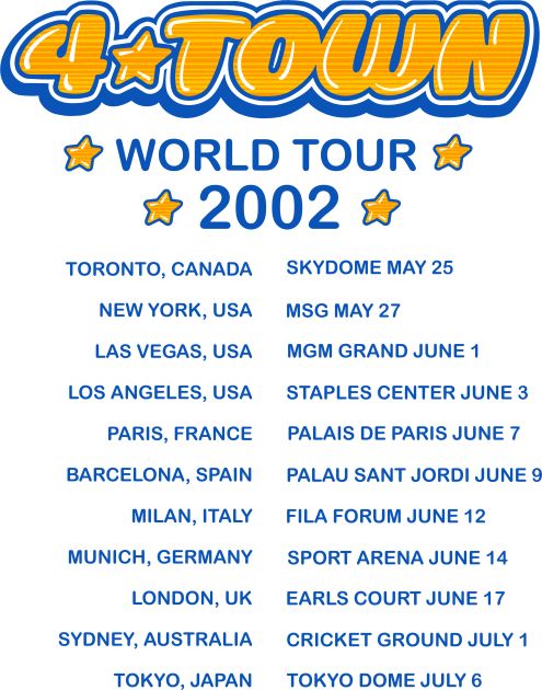 the four tour poster for tokyo's 4 - town world tour in 2012, with information about each event