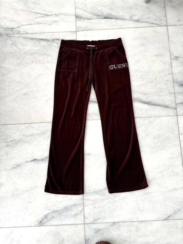 Y2K Vintage GUESS Velour Pants Bootcut Rhinestone Logo 100% Cotton USA Large Made in the USA  Size Large Good vintage condition  Authentic  See all photos for measurements Velour Pants, Trousers Women, Capri, Capri Pants, Labour Day, Trousers, Art Collection, Bathing Beauties, ? Logo