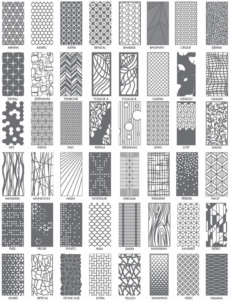 a large collection of different patterns in gray and white, all with the same design