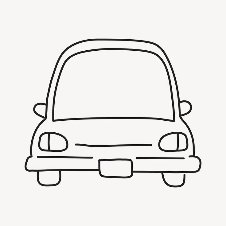 a black and white drawing of a car