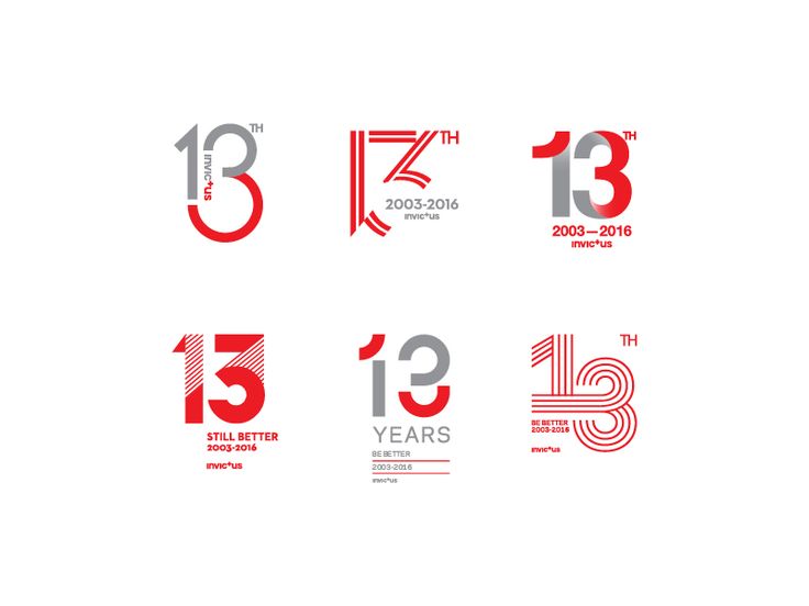 the 13th anniversary logo is shown in red and grey, as well as an image of numbers