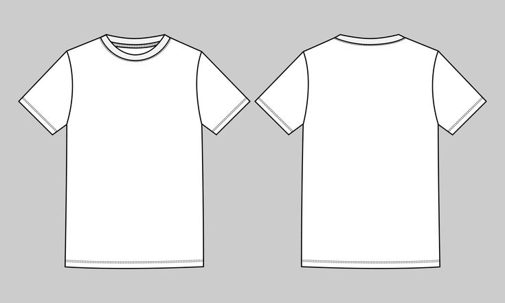 the front and back view of a white t - shirt with short sleeves, on a gray background