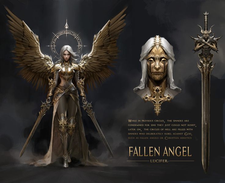 the concept art for fallen angel