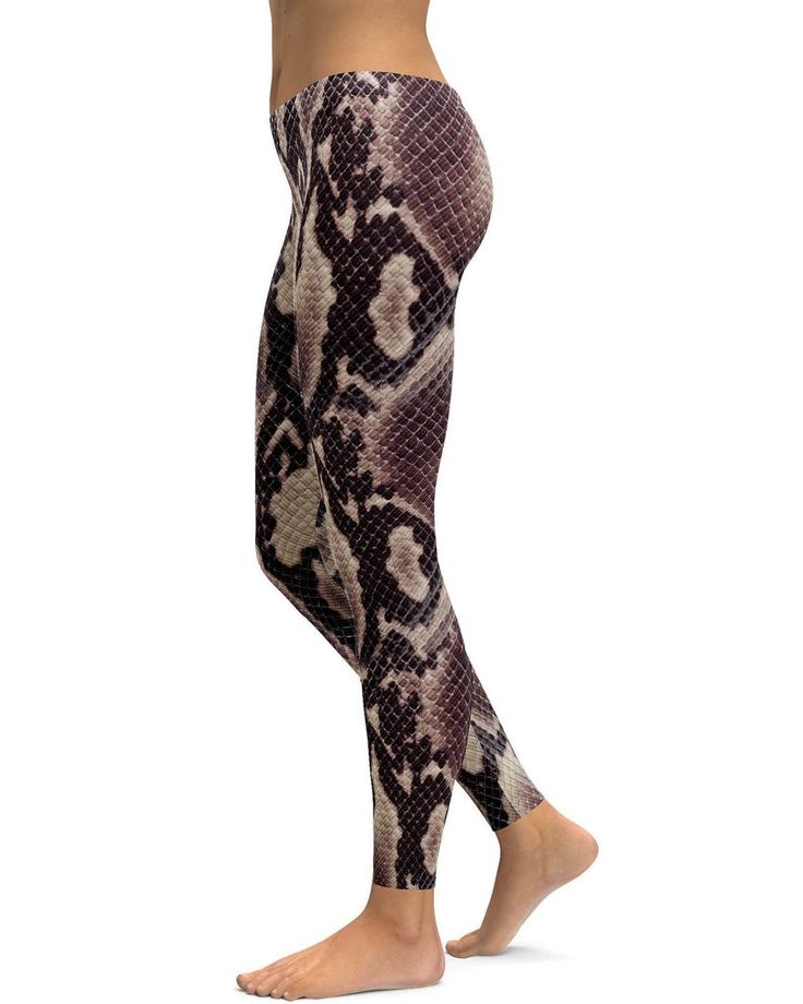 Womens Workout Yoga Anaconda Snake Skin Leggings Black/White/Brown | Gearbunch.com Brown Fitted Activewear For Yoga, High Stretch Brown Yoga Pants, Brown Stretch Workout Pants, Stretch Workout Pants In Brown, Brown Stretch Yoga Pants, Stretch Brown Yoga Pants, Brown Athleisure Leggings For Yoga, Casual High-stretch Brown Yoga Pants, Brown Athleisure Yoga Pants