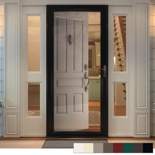 Reviews for Andersen 3000 Series Full View Interchangeable Aluminum Storm Door - null - The Home Depot Full Glass Exterior Door, Larson Storm Doors, Aluminum Storm Doors, Glass Storm Doors, Exterior Doors With Glass, Storm Doors, Front Door Ideas, Screen Doors, Casas Coloniales