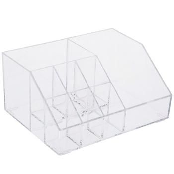 clear acrylic box with four compartments