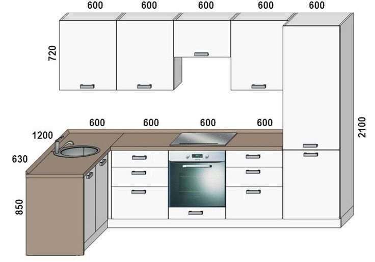 a drawing of a kitchen with white cabinets and an oven on the counter top, as well as measurements