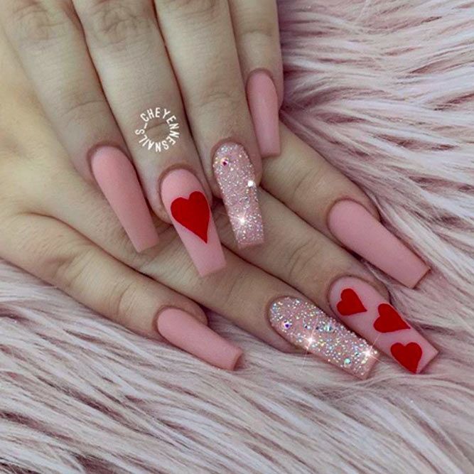 Unghie Nail Art, Valentine Nail Art, Nail Designs Valentines, Red Nail, Unique Acrylic Nails, Design Tattoo, Luxury Nails, Heart Nails, Coffin Nails Designs