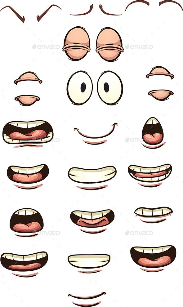 cartoon faces with different expressions - miscellaneous objects / character illustrations on separate layers to create an animated expression