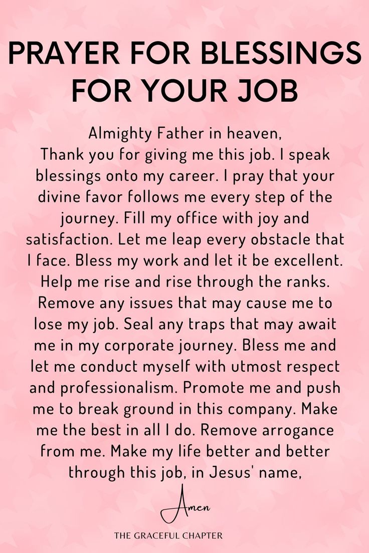 a pink background with the words prayer for blessings for your job