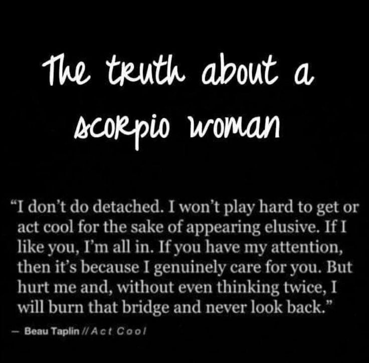 the truth about a scorpio woman is shown in white text on a black background