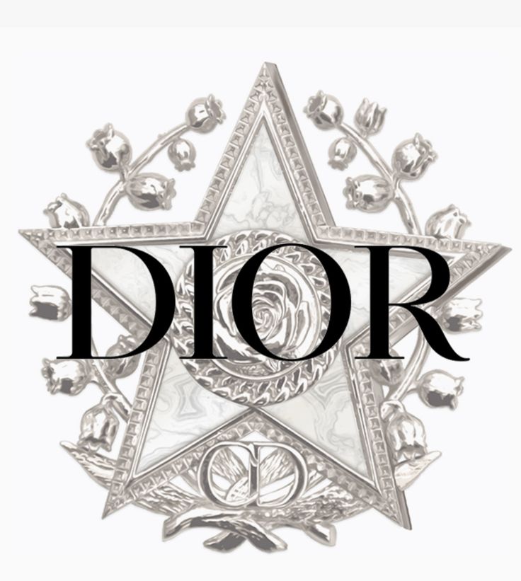 the word dior written in black and white with an image of a star on it