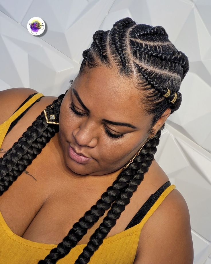 Lemonade Braids Hairstyles, Cornrows Braids For Black Women, Two Braid Hairstyles, Ghana Braids, Feed In Braids Hairstyles, Goddess Braids Hairstyles, African Hair Braiding Styles, Braided Cornrow Hairstyles, Braids Hairstyles Pictures