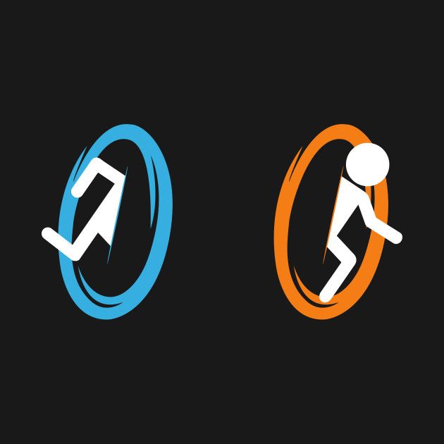 two different logos with one running and the other holding an object in its hand, on a black background