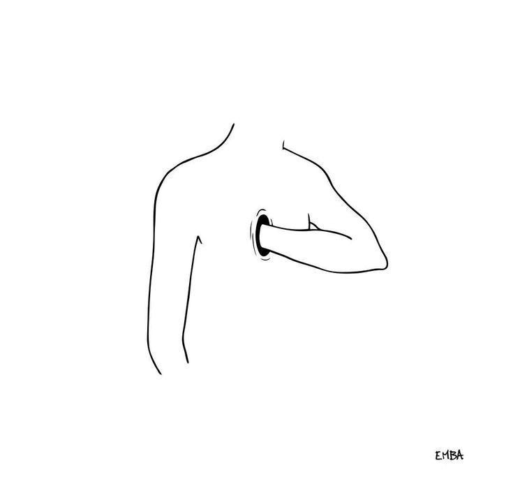 a black and white drawing of a man's arm