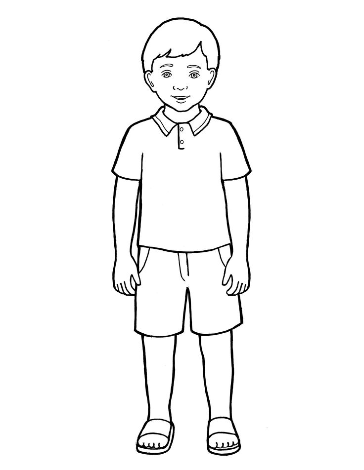 a black and white drawing of a boy in shorts with his hands on his hips