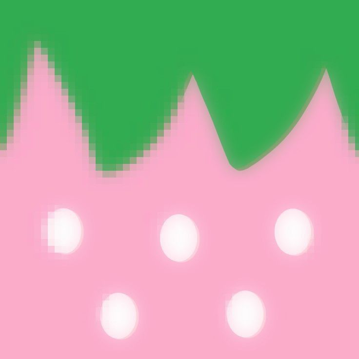 an abstract pink and green background with small white dots on the bottom half of the image