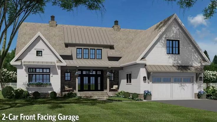 this is an artist's rendering of the two - car front facing garage