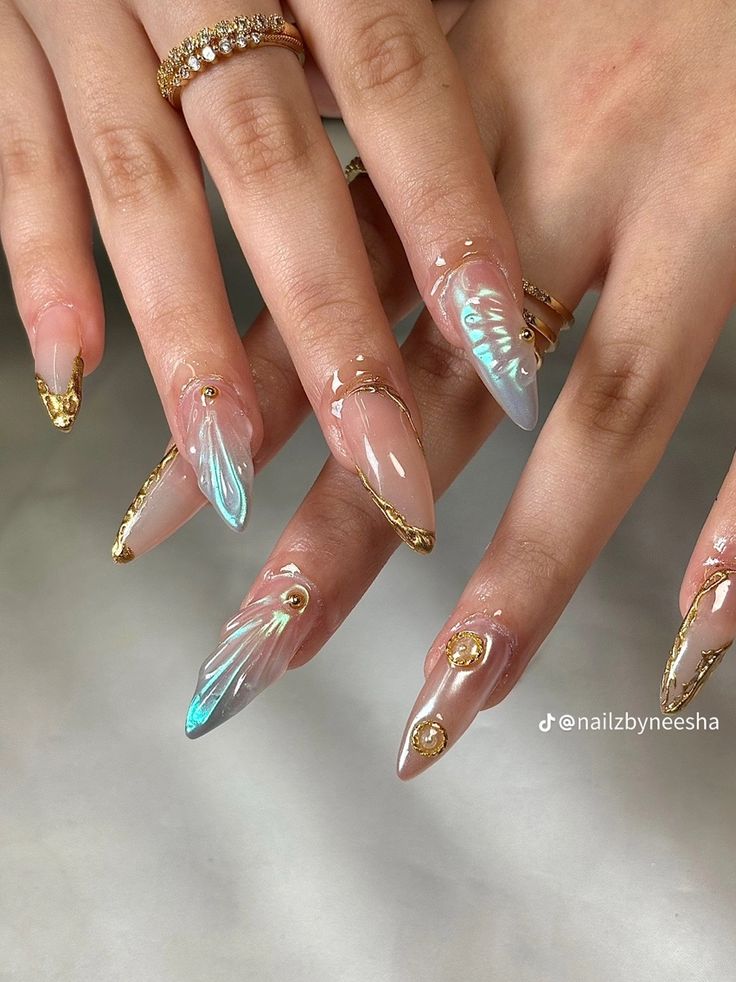 Blue Gold Nails, Finger Biting, Creative Nail Art, Summery Nails, Mermaid Nails, Classy Acrylic Nails, Birmingham City, Acrylic Nails Coffin Short, In Disguise