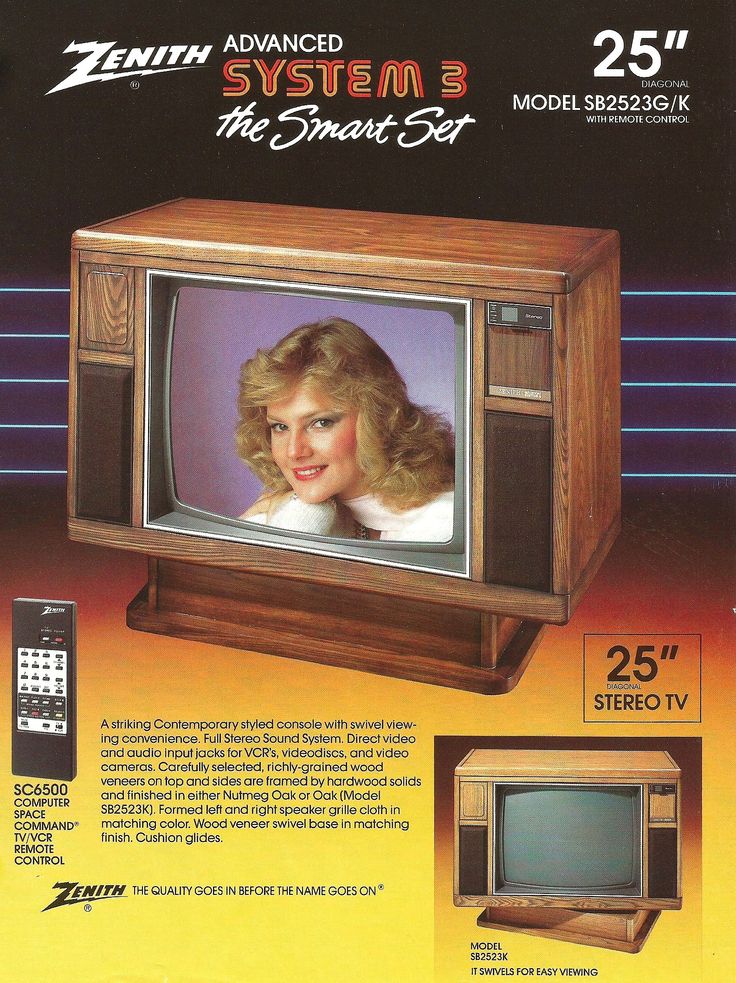 an advertisement for a television set with a woman on the screen