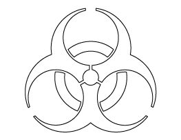 a black and white biohazard symbol on a white background, it appears to be an illustration