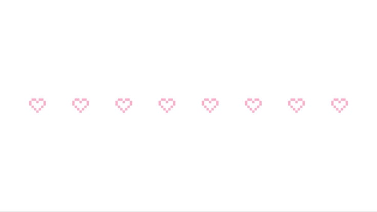 a line of hearts on a white background with pink dots in the shape of small hearts