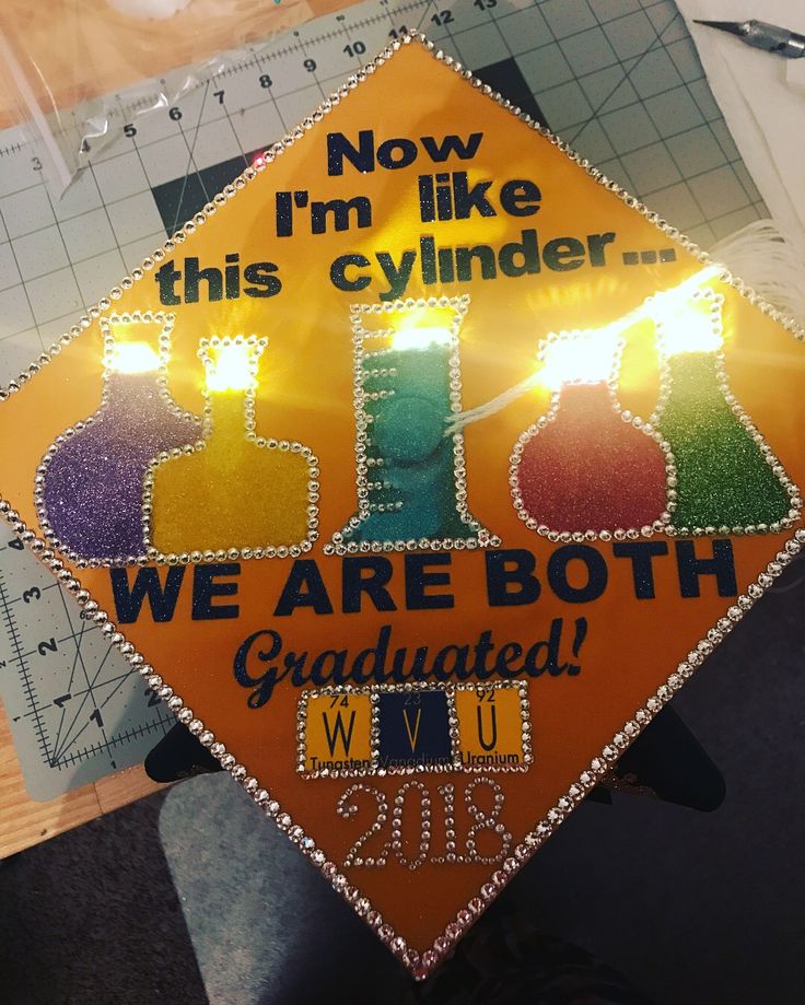 a graduation cap that has been made to look like we are both graduating