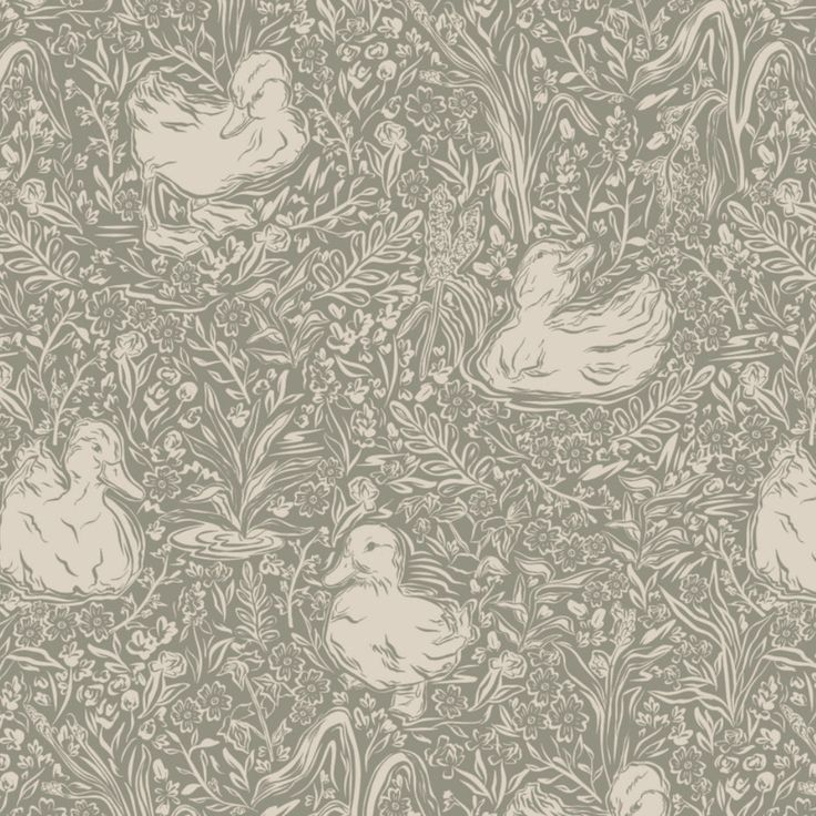 an old wallpaper with birds and flowers on it