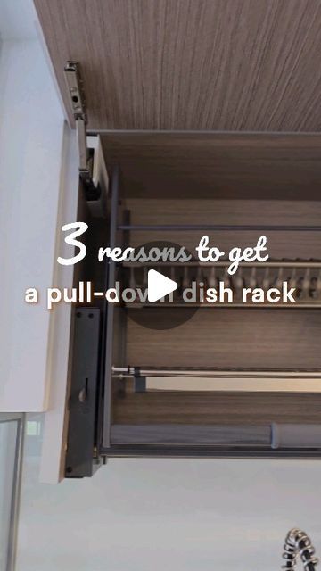 a dish rack is open with the words 3 reasons to get a pull - down dish rack