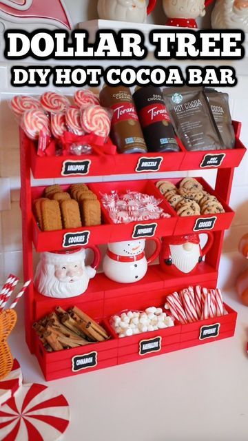 the dollar tree diy hot cocoa bar is ready to be filled with delicious treats