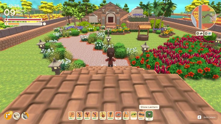 the garden is full of flowers and plants in this video game, it's very nice