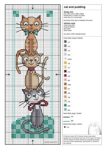 a cross stitch pattern with two cats on top of each other, and one cat sitting in the middle