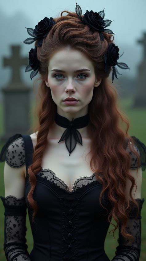 Gothic Hair Updo, Regal Hairstyles Queens, Victorian Goth Hair, Victorian Witch Makeup, Victorian Vampire Costume Women, Victorian Vampire Hairstyles, Vampire Updo, Vampire Hair Styles, Gothic Updo