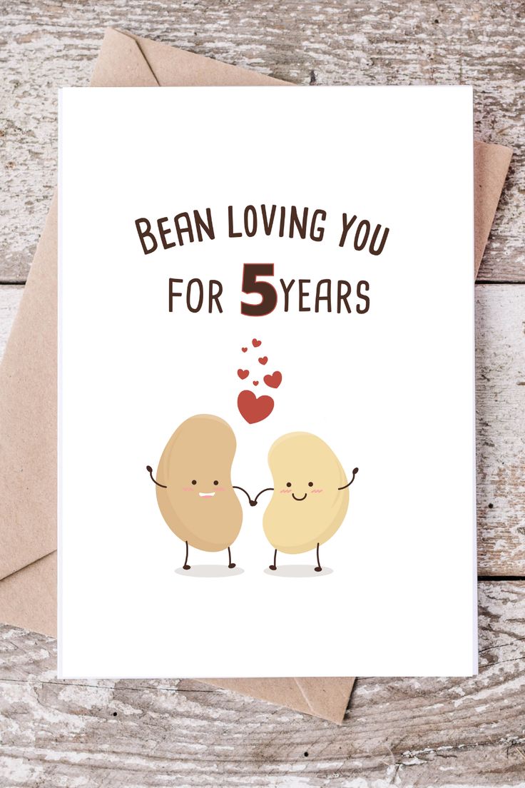 Cute Mockup of Bean Loving You for 5 Years - Printable Anniversary Card for Free 3 Rd Year Love Anniversary Quotes, 3 Year Anniversary Cards, 3rd Anniversary Quotes My Husband, 3 Year Love Anniversary Quotes, Anniversary Diy Cards For Him, Free Printable Anniversary Cards Husband, 3rd Anniversary Wishes For Husband, 3rd Love Anniversary Quotes For Him, 3rd Love Anniversary