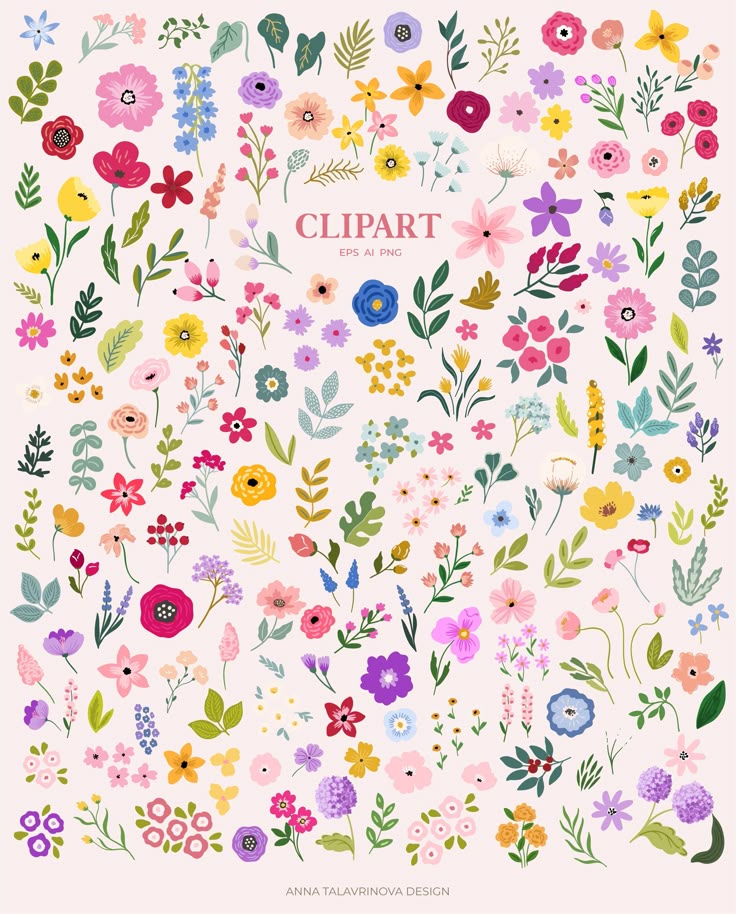 an illustration of flowers with the word clpart on it's front cover