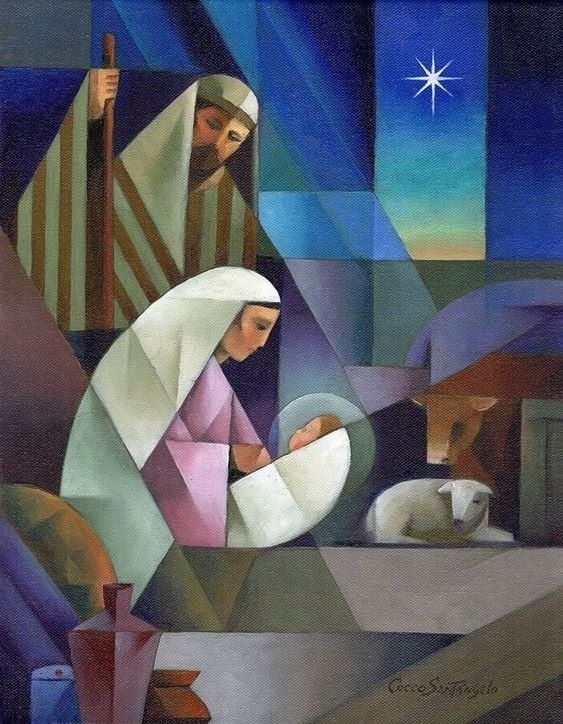 the nativity scene is depicted in this painting