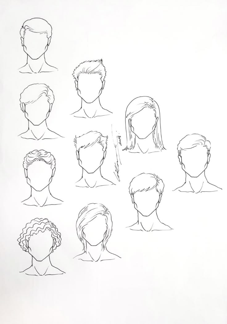 a line drawing of different hairs styles