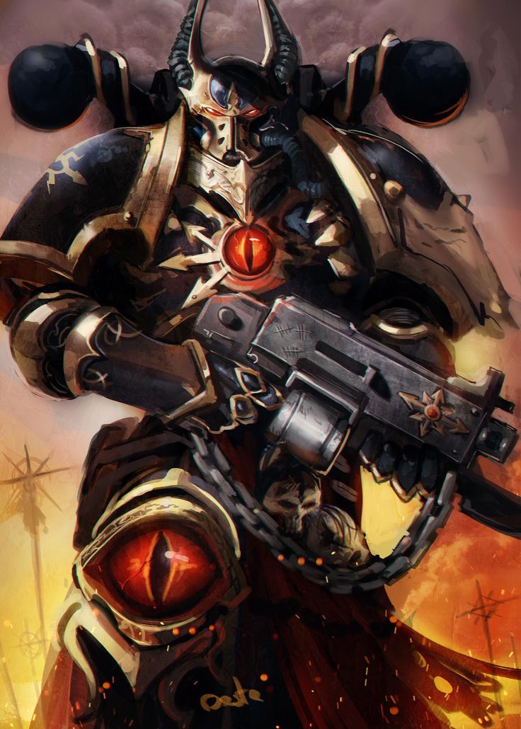 I drew a Chaos Space Marine, hope you guys like it :> : Warhammer40k Chaos Space Marines, Chaos Legion, Space Marine Art, Chaos 40k, 40k Chaos, Sons Of Horus, Warhammer 40k Art, Planets Art, Warhammer Models