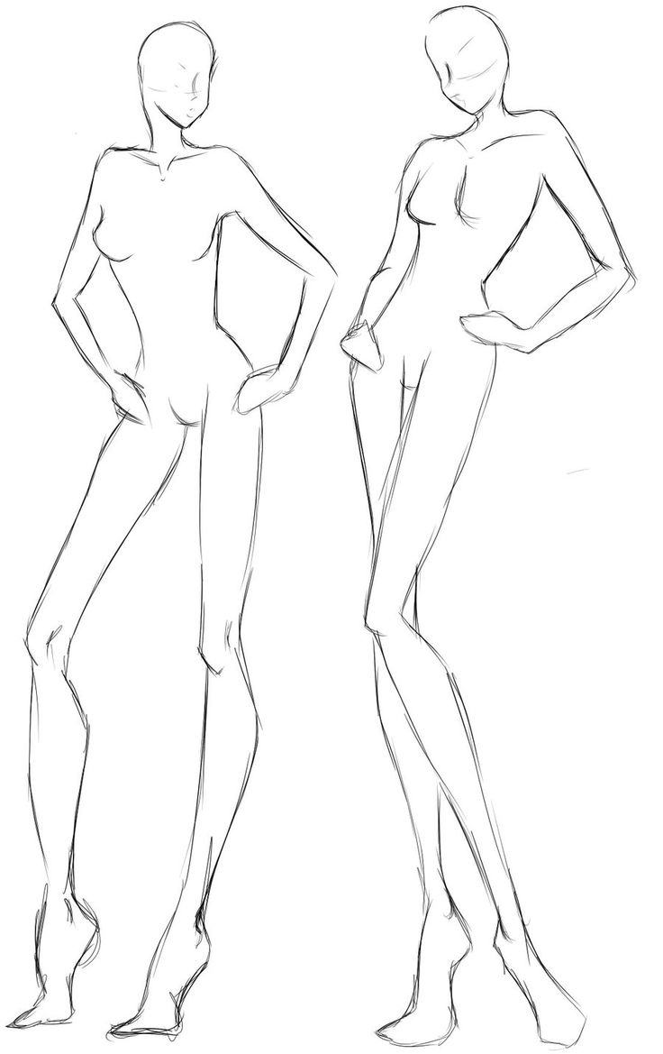 two female mannequins are shown in this drawing