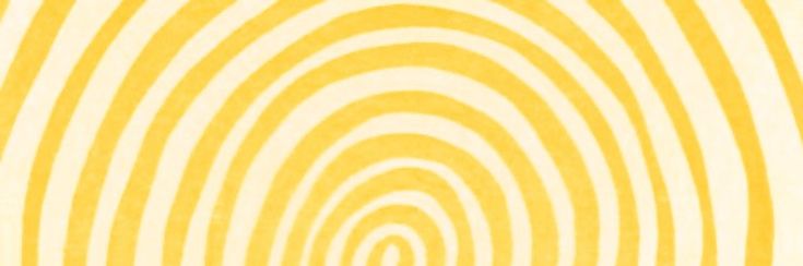 an abstract yellow and white background with spirals in the center, as well as circles