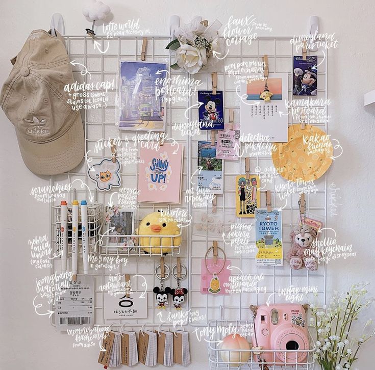 a white wall with many different items on it