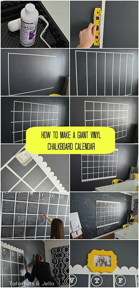 how to make a giant vinyl chalkboard calendar for your home or office using scrapbook pages