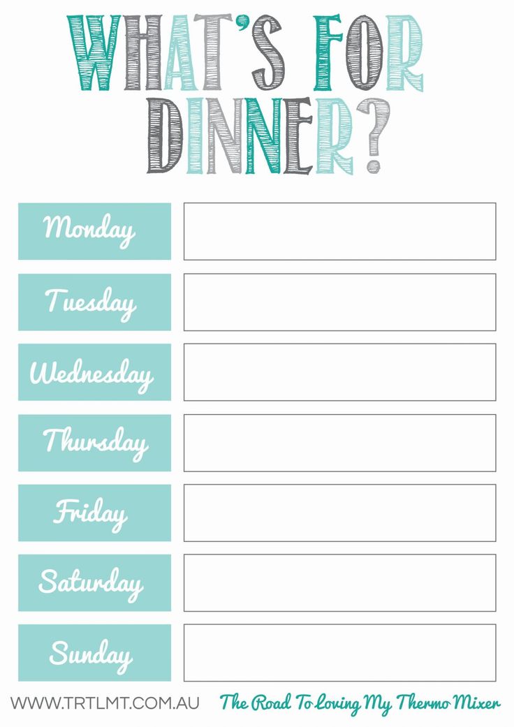 what's for dinner? printable meal planner