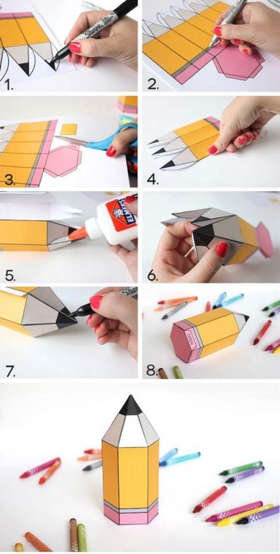 how to make a paper house with crayons and pencils - step by step instructions